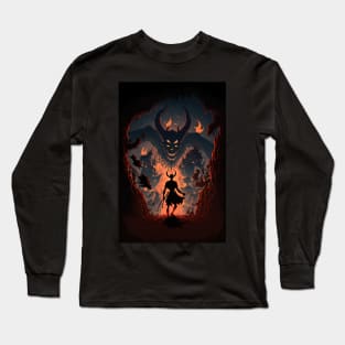 Anime Demon King approaching his monsters from hell Long Sleeve T-Shirt